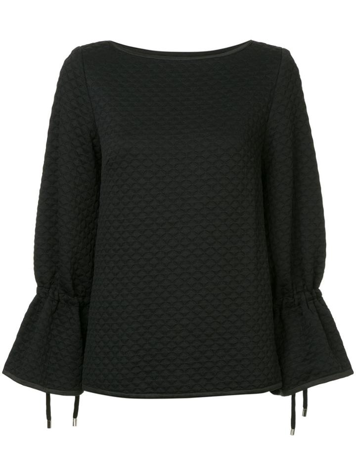 Osman Quilted Tie Sleeve Top - Black
