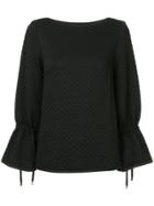 Osman Quilted Tie Sleeve Top - Black