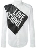 Love Moschino Logo Print Shirt, Men's, Size: Medium, White, Cotton/spandex/elastane