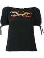 Olympia Le-tan Smoking Lips Beaded Blouse - Black
