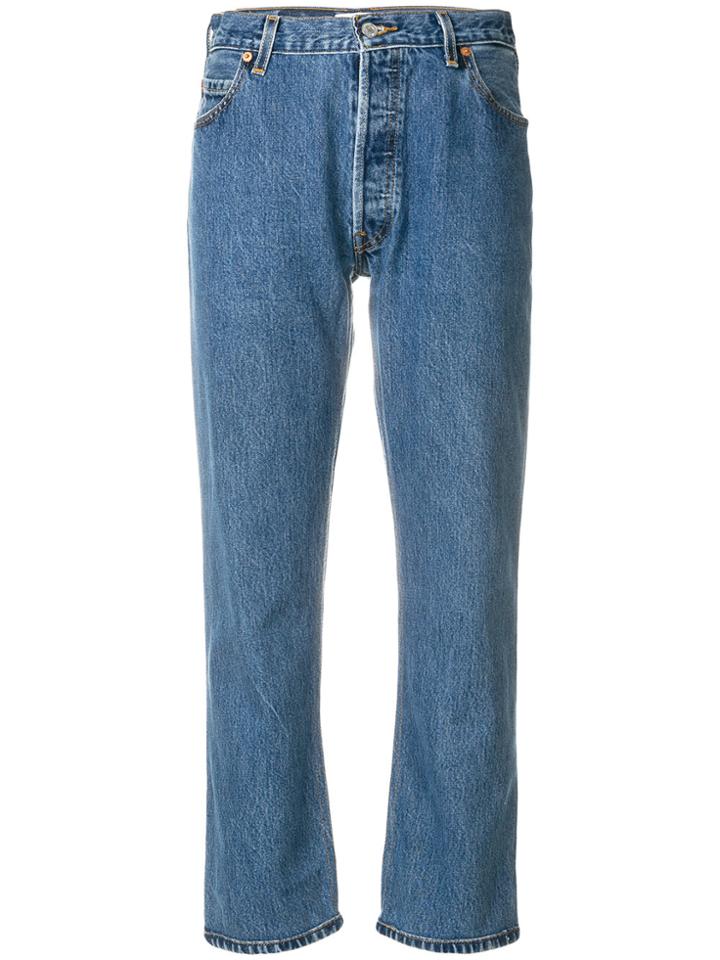 Re/done Cropped Straight Leg Jeans - Blue