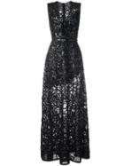 Elie Saab Semi Sheer V Neck Dress