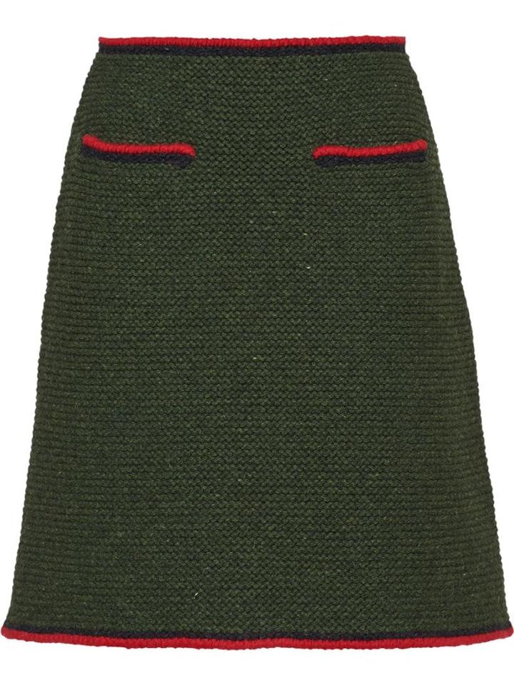 Miu Miu Textured Knit Short Skirt - Green