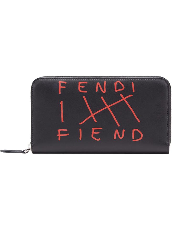 Fendi Zip-around Logo Wallet - Black