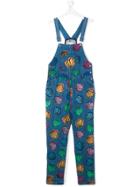 Stella Mccartney Kids Shell-print Denim Jumpsuit - Blue