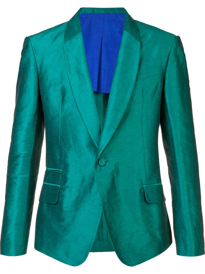 Haider Ackermann Single Button Blazer, Men's, Size: Small, Green, Cotton/rayon/linen/flax/spandex/elastane