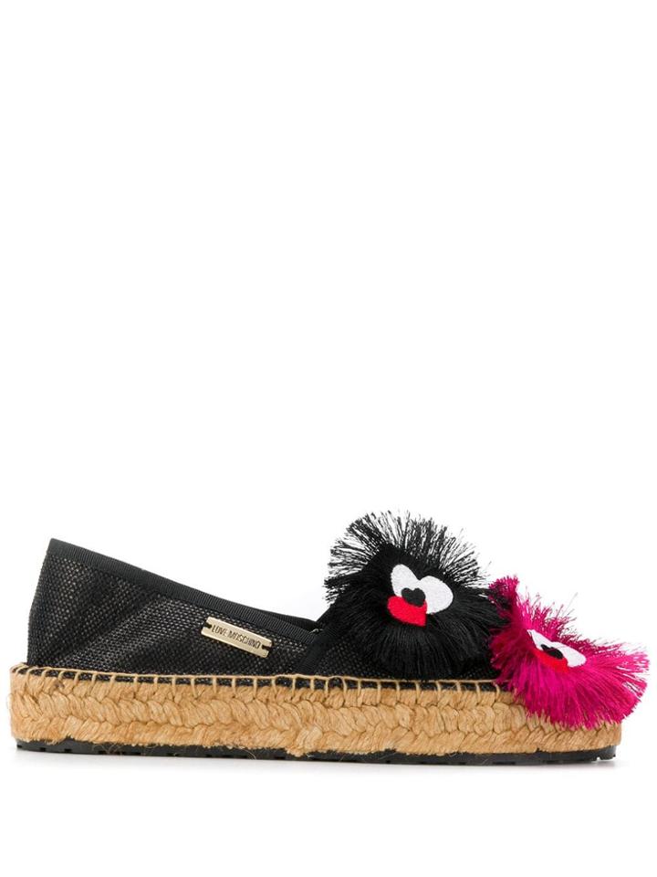 Love Moschino Fringe Puff Detal Espadrilles - Black