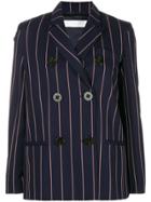 Victoria Beckham Pinstripe Double Breasted Blazer - Blue