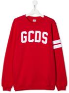 Gcds Kids Teen Contrast Logo Sweatshirt - Red