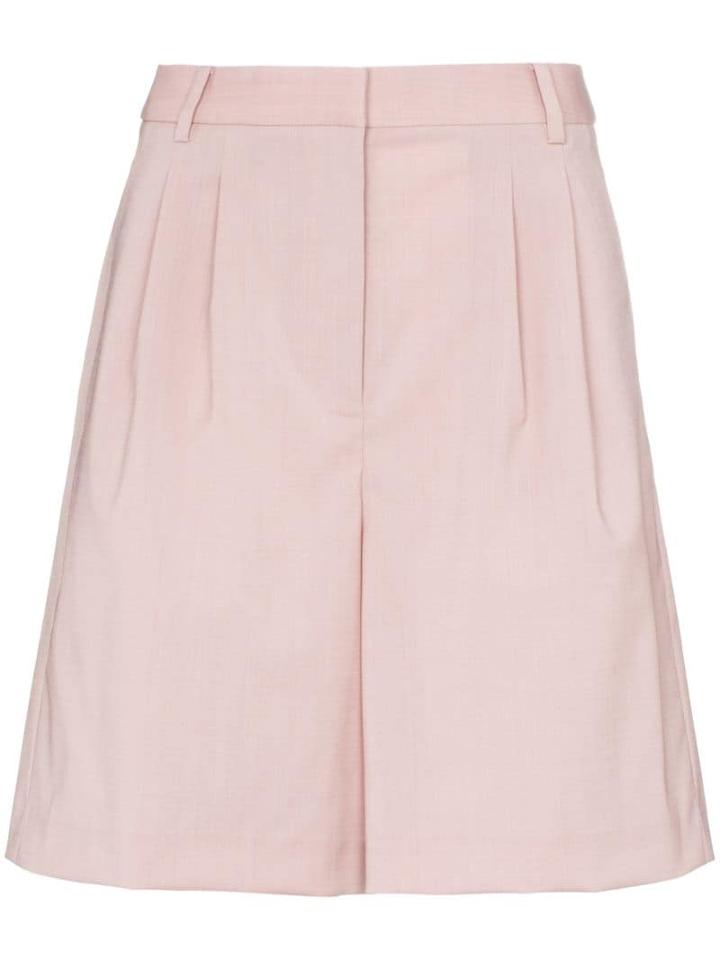 Tibi Stretch-wool Pleated Shorts - Pink
