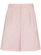 Tibi Stretch-wool Pleated Shorts - Pink