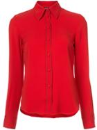 Derek Lam Long Sleeve Button-down Shirt With Contrast Topstitch - Red