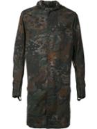 11 By Boris Bidjan Saberi Hooded Long Overshirt, Men's, Size: Medium, Green, Cotton/spandex/elastane