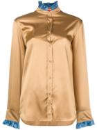 The Gigi Contrast Collar Fitted Shirt - Nude & Neutrals