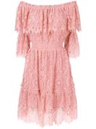 Perseverance London Bardot Lace Dress - Pink