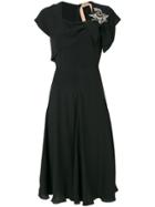 No21 Drape Dress With Brooch - Black
