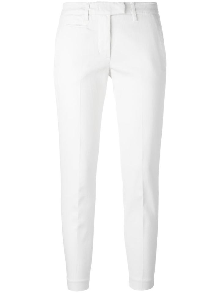 Dondup Cropped Trousers, Women's, Size: 27, White, Cotton/spandex/elastane