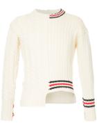 Thom Browne Tri-stripe Spliced Sweater - White