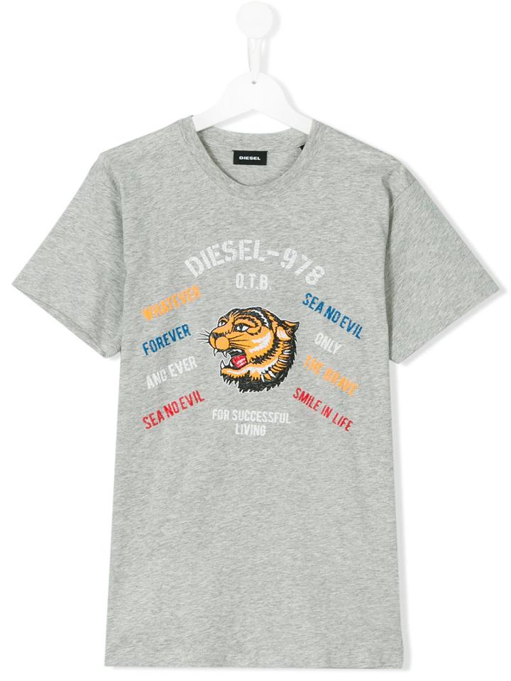 Diesel Kids - Teen Tiger Print T-shirt - Kids - Cotton - 14 Yrs, Grey
