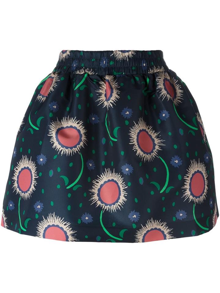 Red Valentino Floral Print Faille Skirt