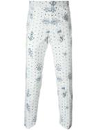 Alexander Mcqueen Tattoo Straight Leg Trousers, Men's, Size: 48, White, Cotton/acetate/viscose