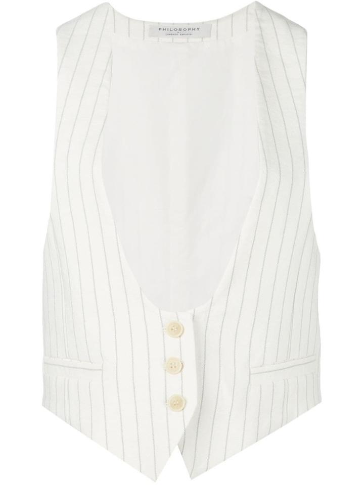 Philosophy Di Lorenzo Serafini Pinstripe Plunge Waistcoat - White