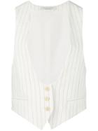 Philosophy Di Lorenzo Serafini Pinstripe Plunge Waistcoat - White