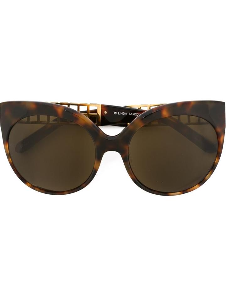 Linda Farrow '388' Sunglasses, Women's, Brown, Acetate/brass