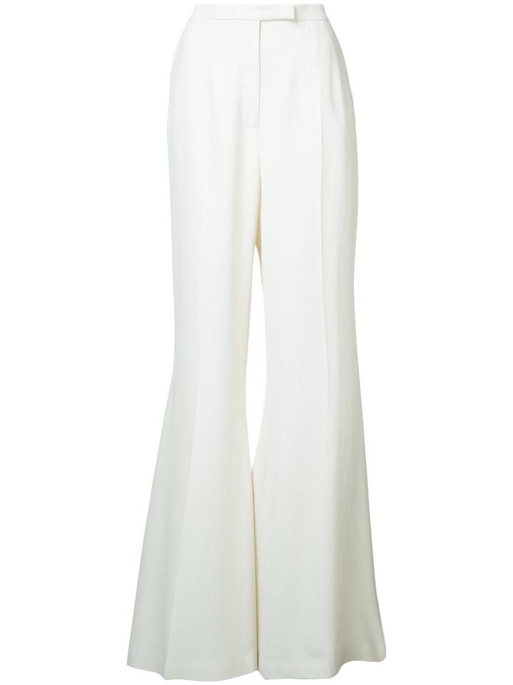 Elie Saab - Extra Long Flared Trousers - Women - Polyester/spandex/elastane/acetate/viscose - 38, White, Polyester/spandex/elastane/acetate/viscose
