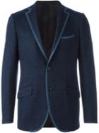 Etro Trim Detail Blazer, Men's, Size: 48, Blue, Silk/cotton/polyamide/wool