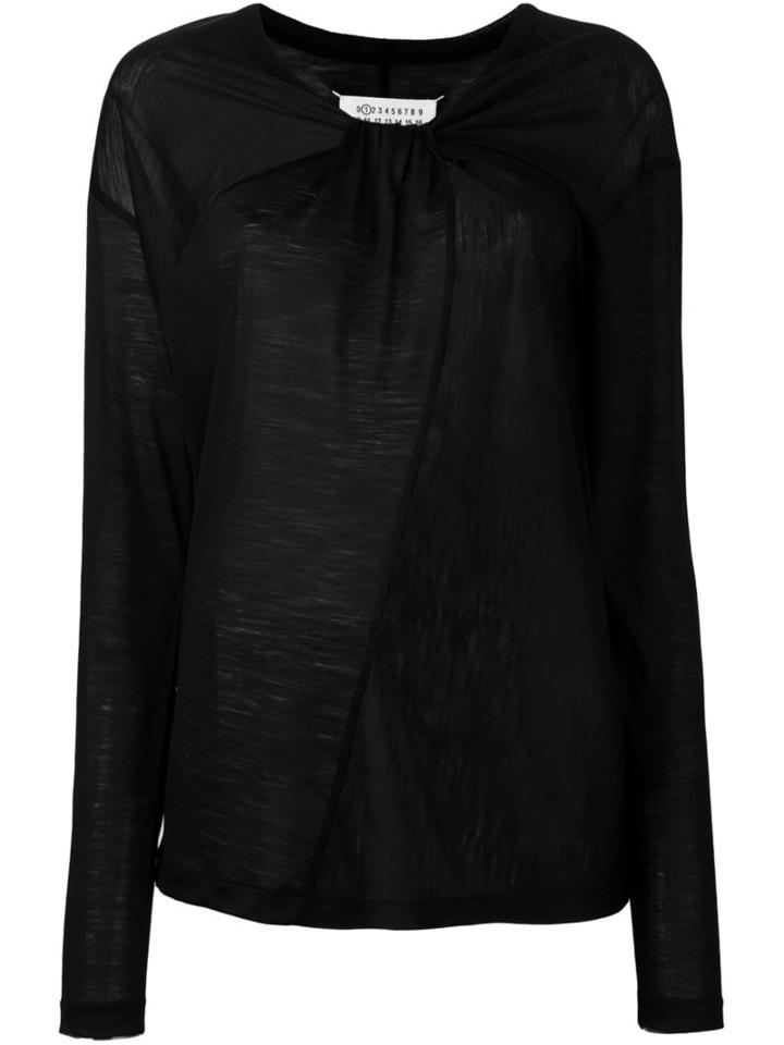 Maison Margiela Drape Detail Blouse, Women's, Size: Small, Black, Wool