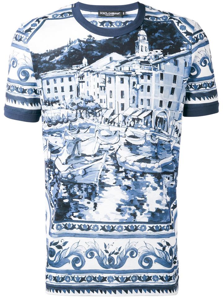 Printed T-shirt - Men - Cotton - 52, Blue, Cotton, Dolce & Gabbana
