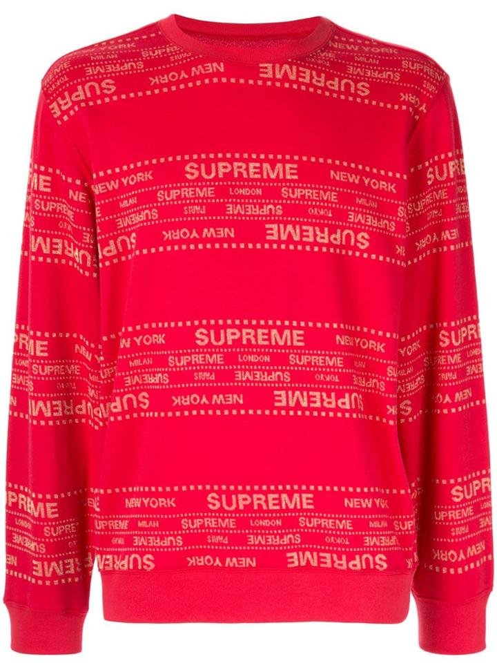 Supreme Metallic Jacquard Crew Neck - Red