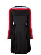 Msgm Long Sleeve Pleated Skirt Dress, Women's, Size: 40, Black, Polyamide/polyester