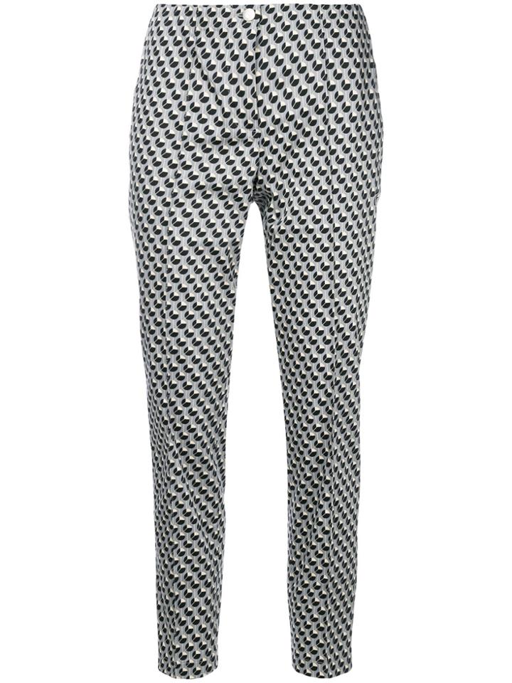 Cambio Printed Cropped Trousers - Blue