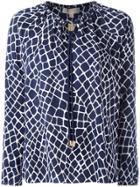 Michael Michael Kors Patterned Neck-tie Blouse - Blue