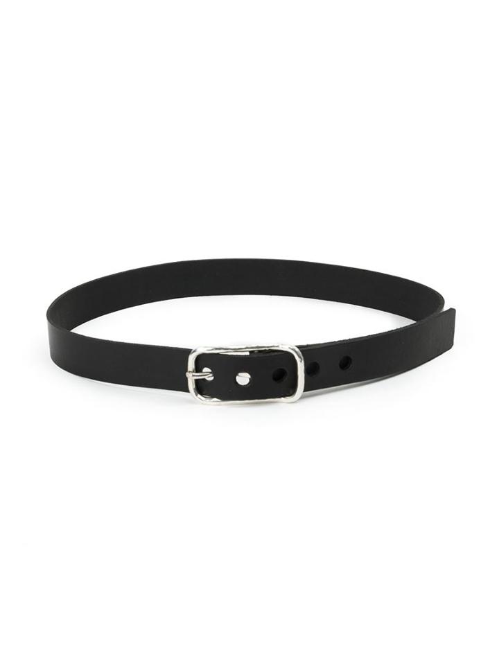 Werkstatt:münchen Hammered Buckle Belt, Adult Unisex, Size: Xl, Black, Leather/silver