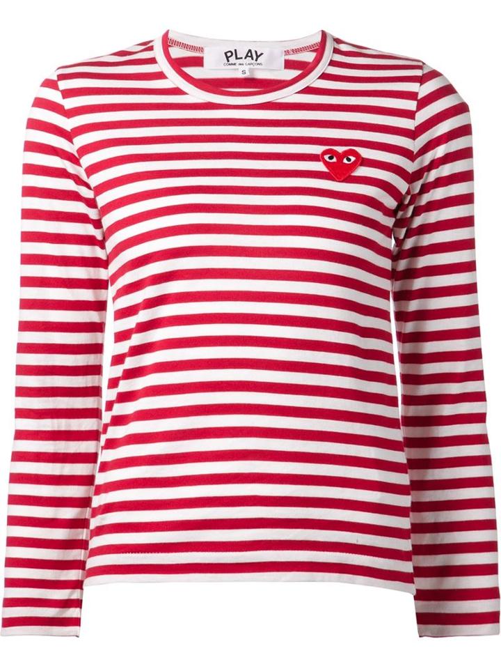 Comme Des Garçons Play Long Sleeve Striped T-shirt, Women's, Size: Xs, Red, Cotton