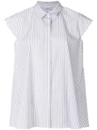 Aspesi Striped Cap Sleeve Swing Shirt - White