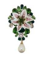 Dolce & Gabbana Flower Embellished Brooch - Green