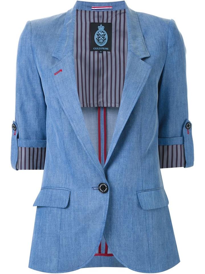 Guild Prime Chambray Blazer, Women's, Size: 34, Blue, Cupro/tencel