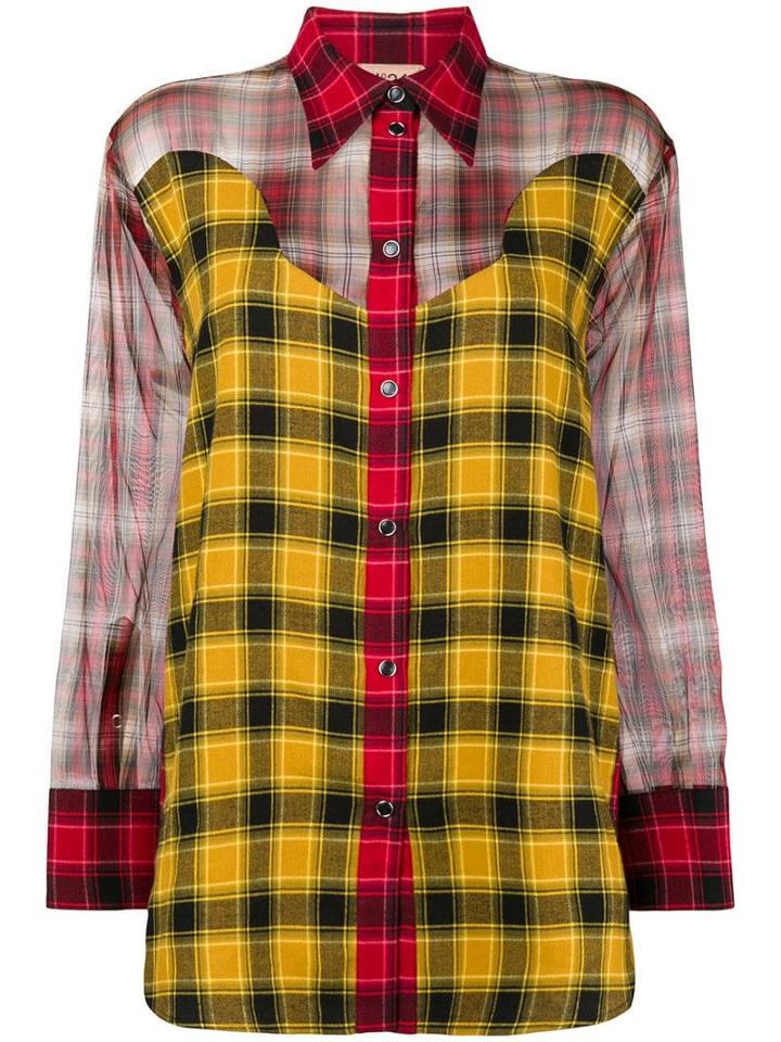 Nº21 Sheer Panels Checked Shirt - Yellow