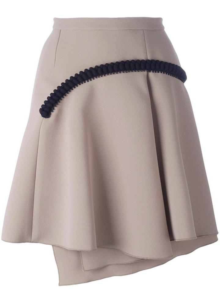 Carven Applique Detail Pleated Skirt, Women's, Size: 36, Nude/neutrals, Polyester/acetate/viscose