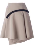 Carven Applique Detail Pleated Skirt, Women's, Size: 36, Nude/neutrals, Polyester/acetate/viscose