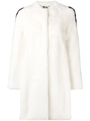 Philipp Plein Side Stripe Detail Fur Coat - 01 White