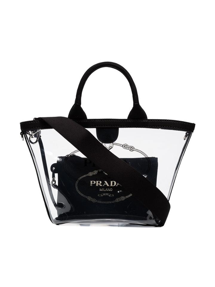 Prada Black Top Handle Pvc Tote Bag
