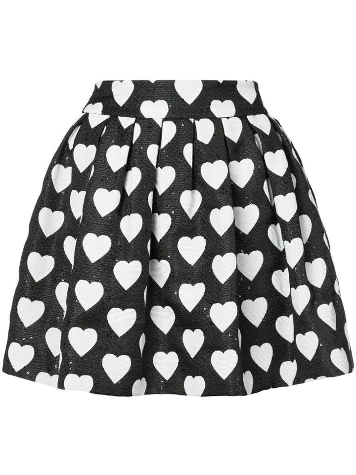 Alice+olivia Hearts Print Pleated Skirt - Black