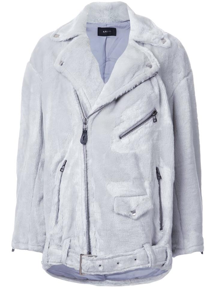 G.v.g.v. Lace Up Biker Jacket, Women's, Size: 36, Grey, Acrylic/polyester