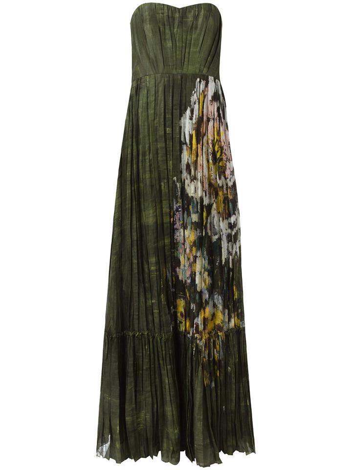 Valentino Garden Print Gown, Women's, Size: 40, Green, Silk/cotton
