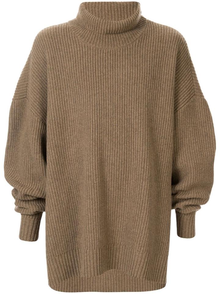 Undercover Ribbed Roll Neck Jumper - Brown